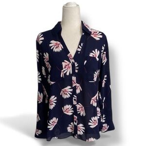 Express Navy Floral Blouse